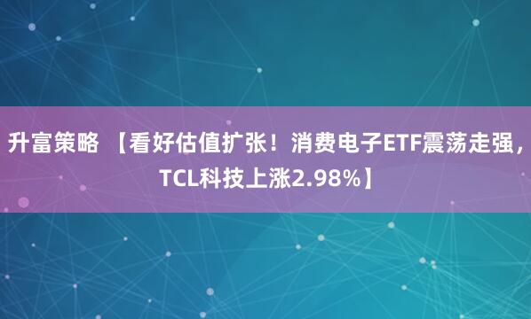 升富策略 【看好估值扩张！消费电子ETF震荡走强，TCL科技上涨2.98%】